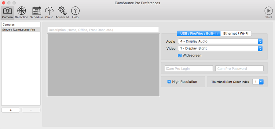 iCamSource Pro Preferences for macOS
